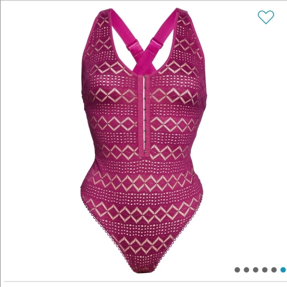 Free People Thank You Never Bodysuit Magenta Small New with Tag